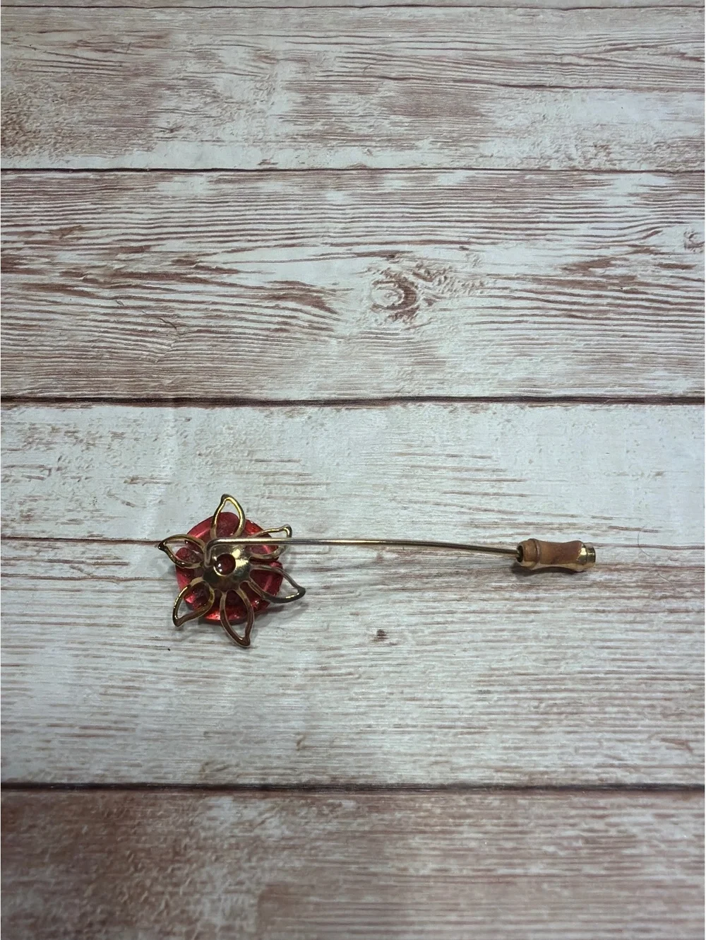Antique Rose Lapel Hat Pin Gold Tone Ted Rose
